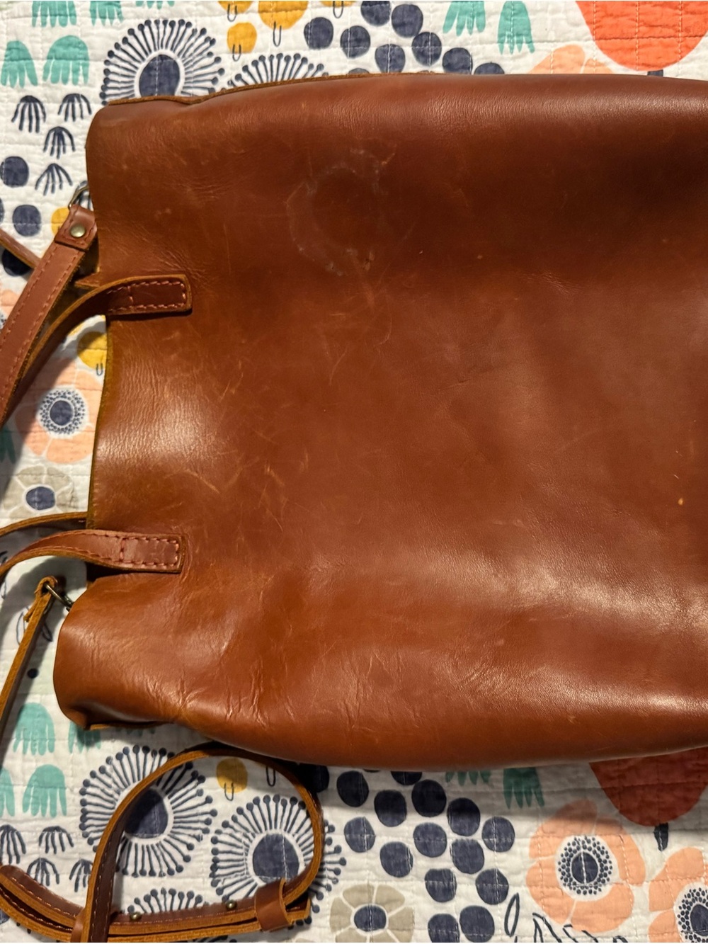Portland Leather Brown Crossbody Tote - Picture 3 of 13